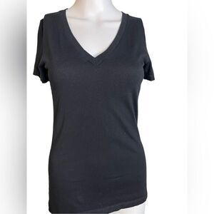 Bella Canvas V Neck Casual Short Sleeve Shirt Black Medium